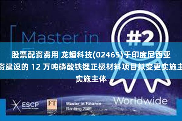 股票配资费用 龙蟠科技(02465)于印度尼西亚投资建设的 12 万吨磷酸铁锂正极材料项目拟变更实施主体