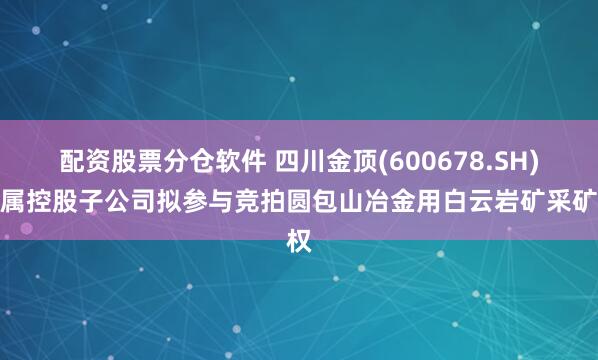 配资股票分仓软件 四川金顶(600678.SH)下属控股子公司拟参与竞拍圆包山冶金用白云岩矿采矿权