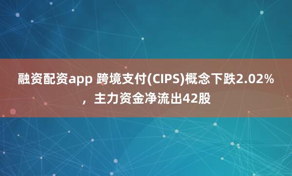 融资配资app 跨境支付(CIPS)概念下跌2.02%，主力资金净流出42股